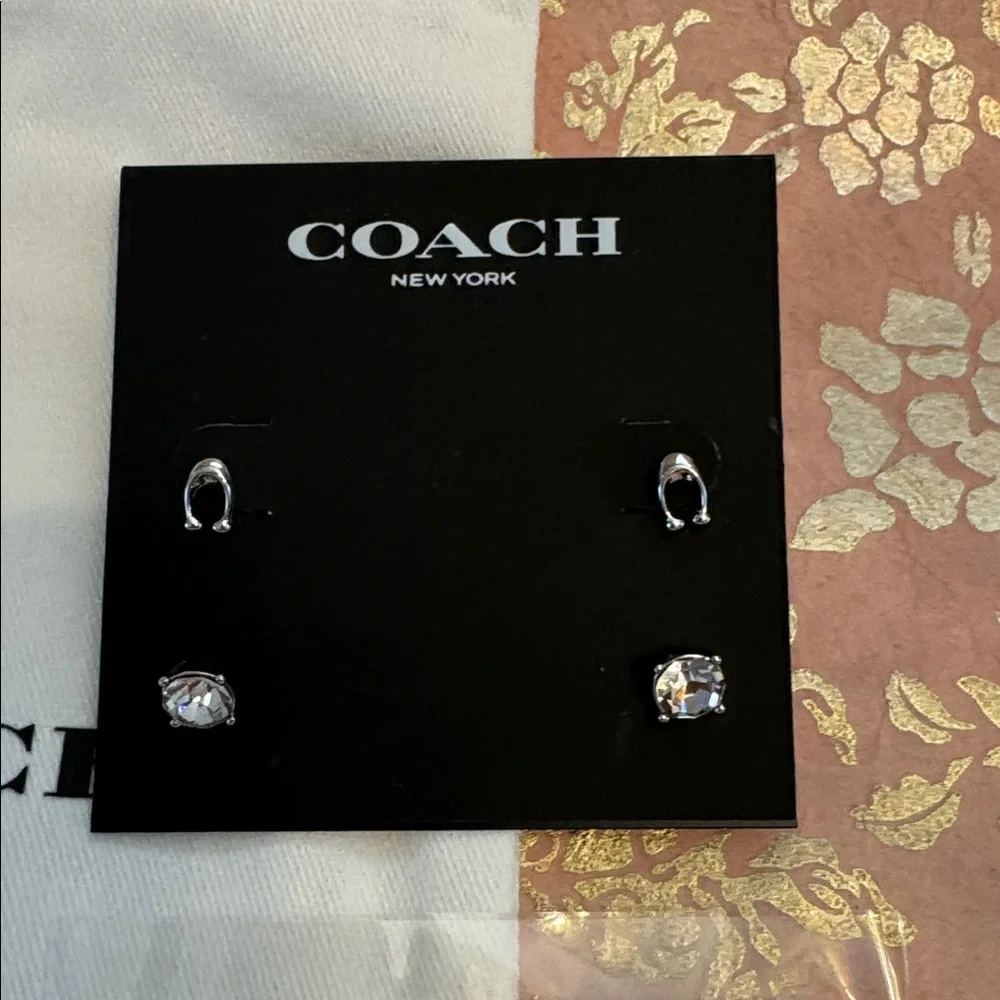 COACH Signature Stud Earrings, Set Of Two - Picture 2 of 2